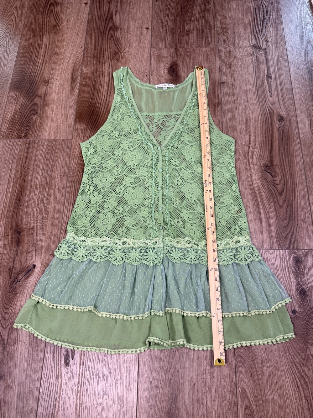 Pretty Angel Sage Green Lace Boho Fairycore Cottagecore Dress - Picture 9 of 9